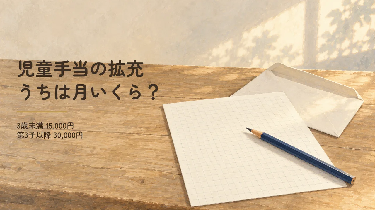 「児童手当の拡充で、うちは月いくら？第3子以降は30,000円」のアイキャッチ