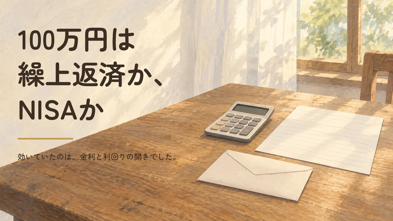 「試算では、繰上返済とNISAの向きは金利と利回りの開きで決まる」のアイキャッチ